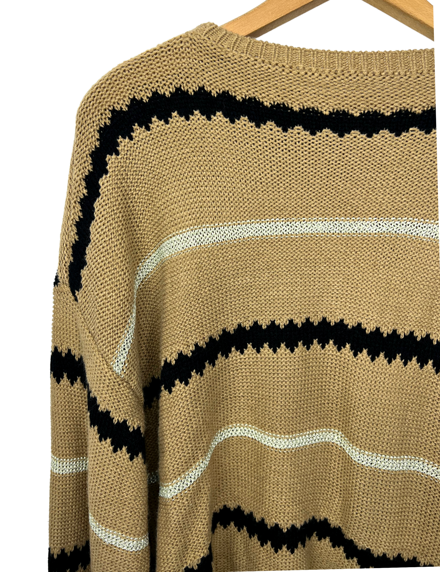 Vintage 80’s Brown Stripe Boatneck Chunky Charlie Brown Sweater