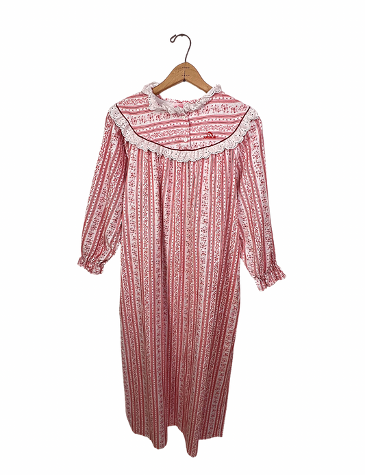 90’s Jordache Red Flannel Floral Floor Length Holiday Nightgown