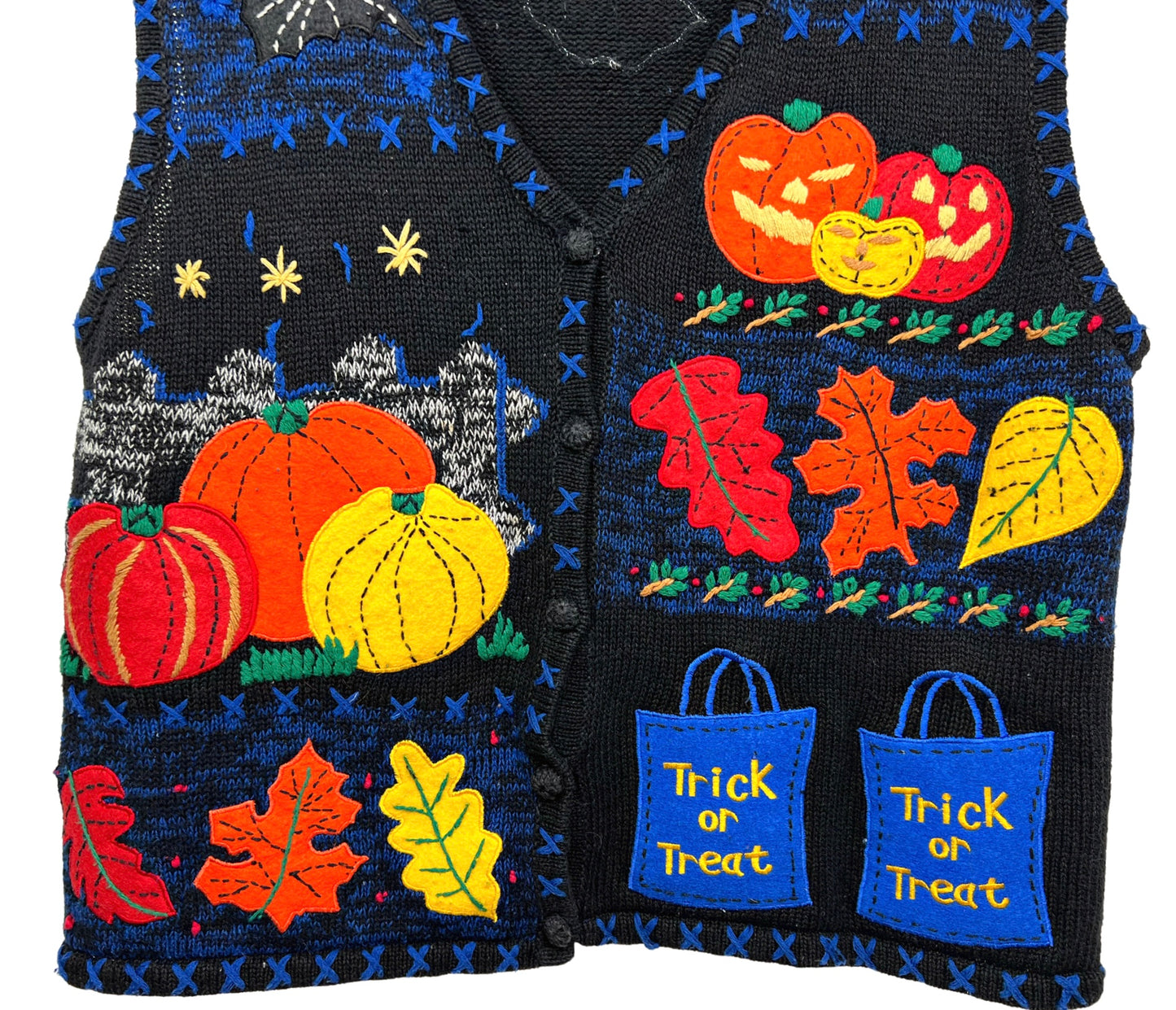 90’s Halloween Trick or Treat Pumpkins Chunky Sweater Vest