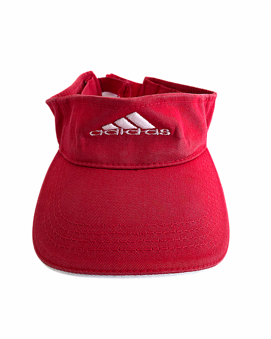 Vintage 90's ADIDAS TREFOIL Red Embroidered Logo Sportswear Atheltic Adjustable Visor Hat