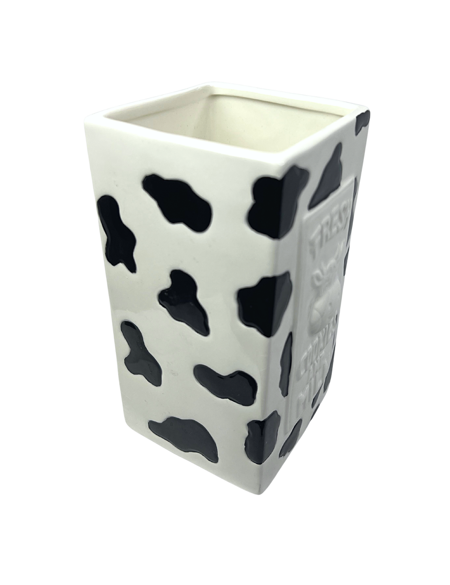 90’s Fresh Cookies & Milk Cow Print Milk Carton Vase