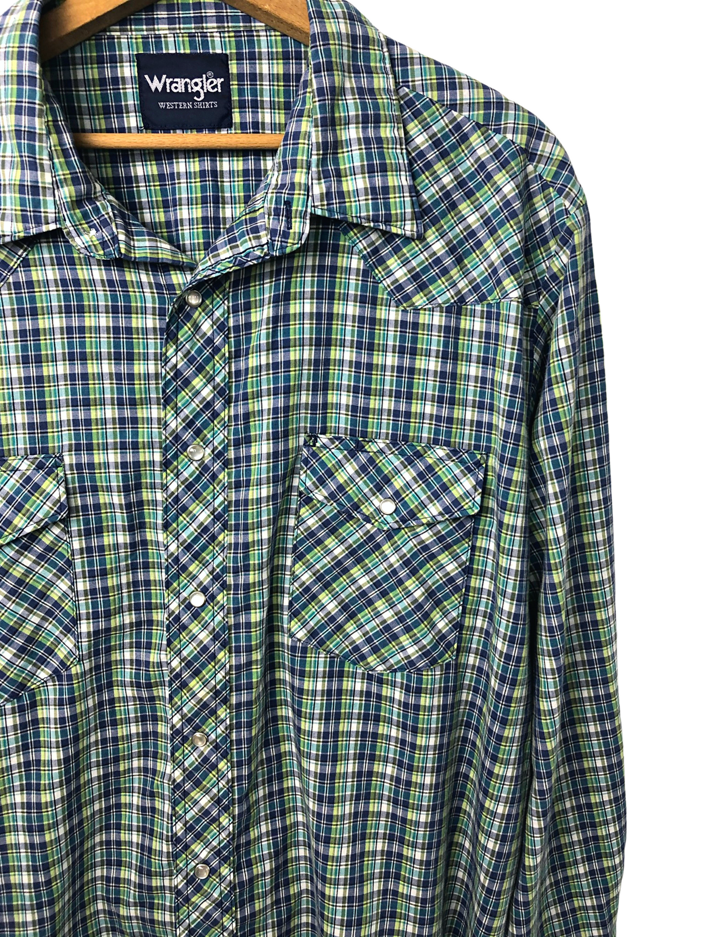 80’s Wrangler Western Plaid Pearl Snap Button Down Size 1X