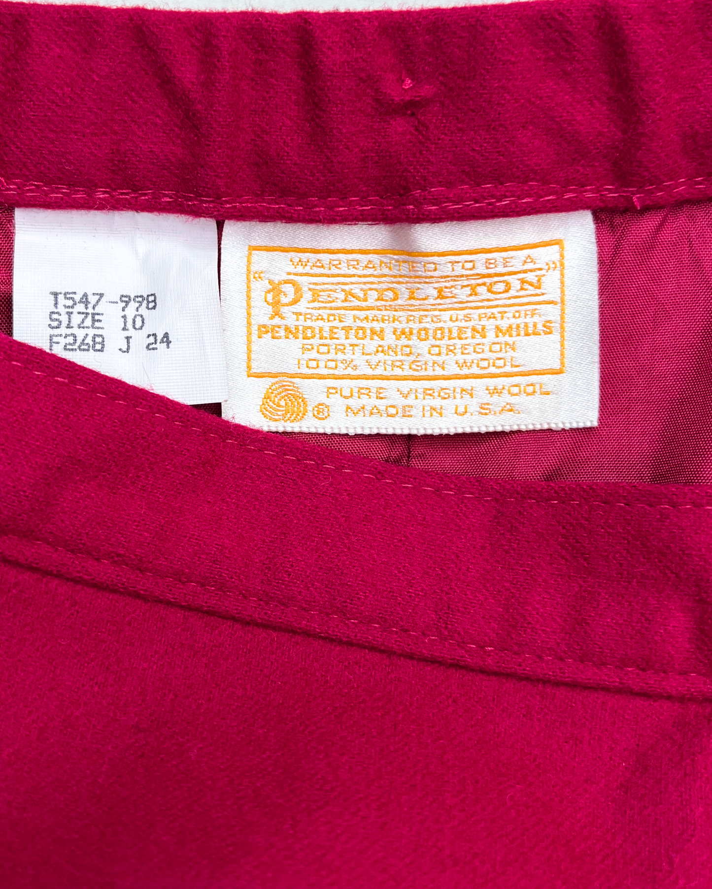 60’s Pendleton Wool Fuchsia Pink Pencil Skirt with Pockets Size 10 (28)