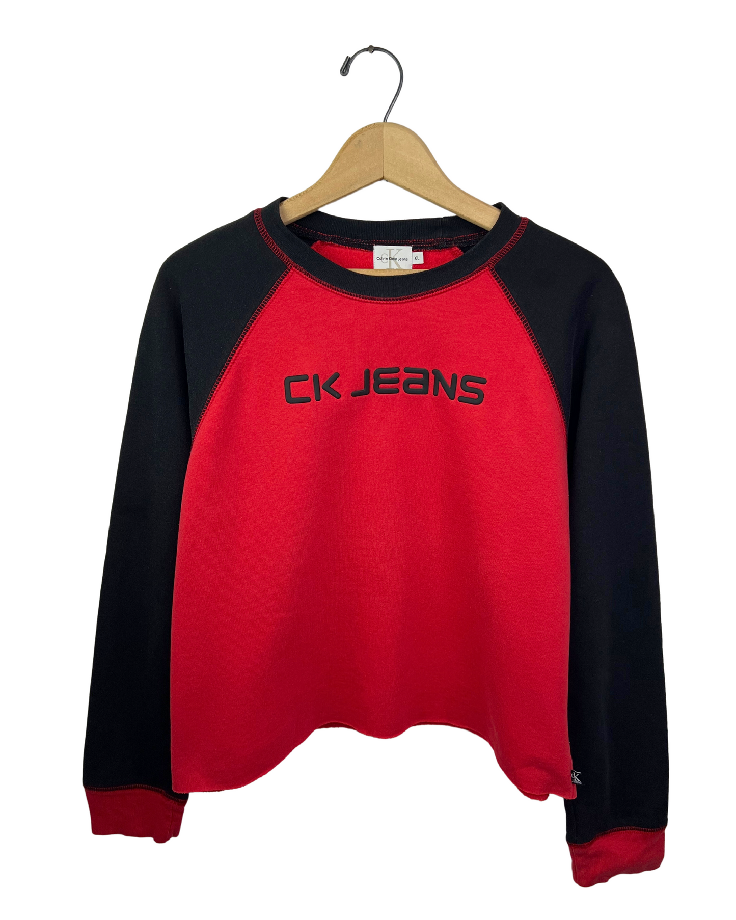 90’s Calvin Klein CK JEANS Raglan Crop Sweatshirt Sz S/M