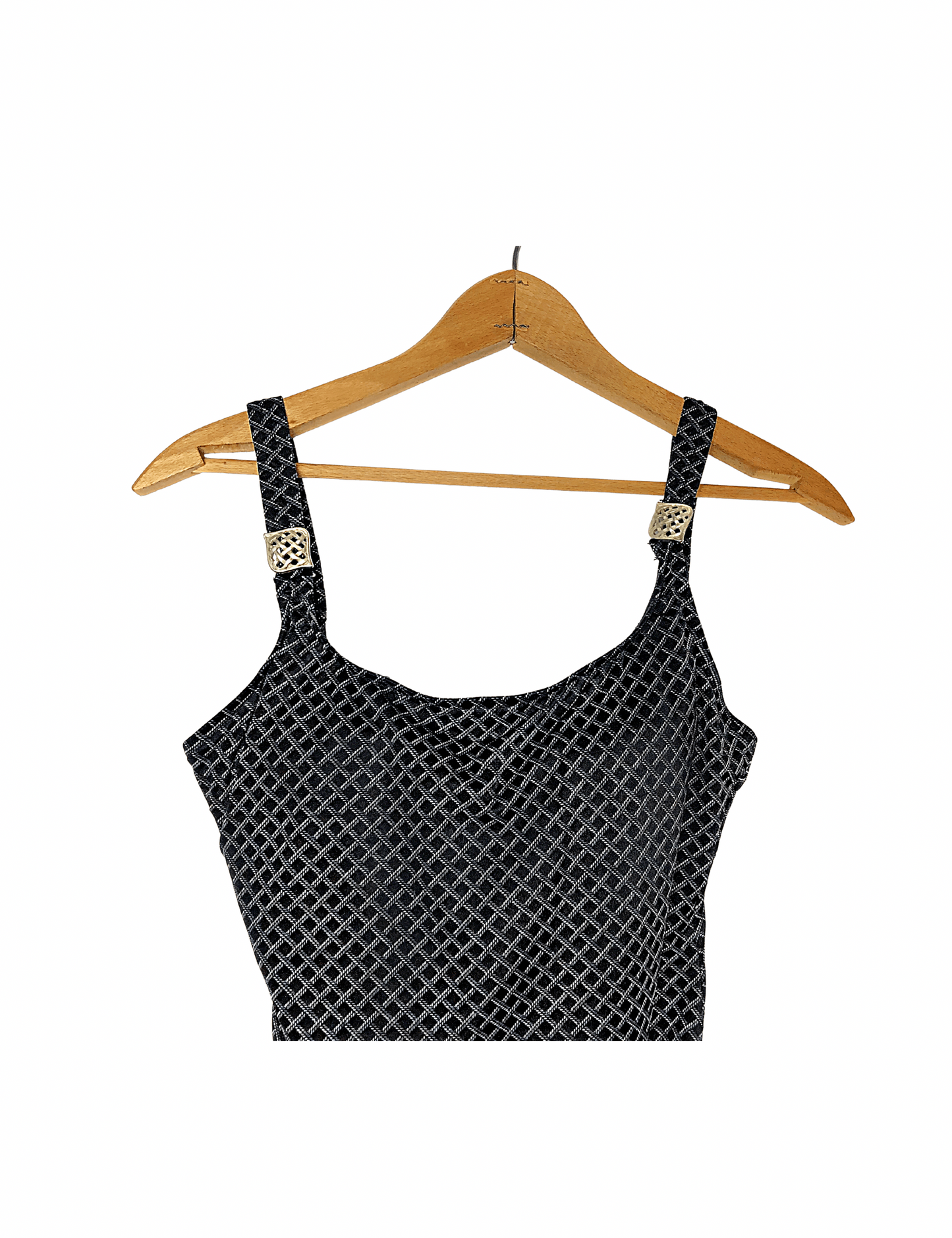 90’s Black CHAIN LINK Buckle Soft Cup One-Piece Swimsuit