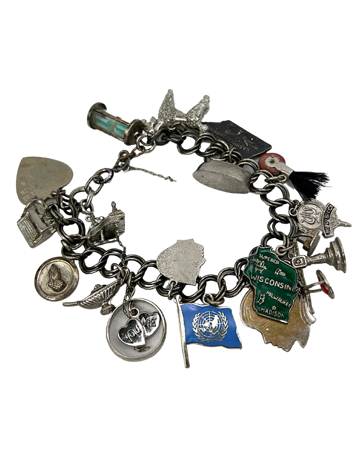 50’s Silver Charm Bracelet 7.5”