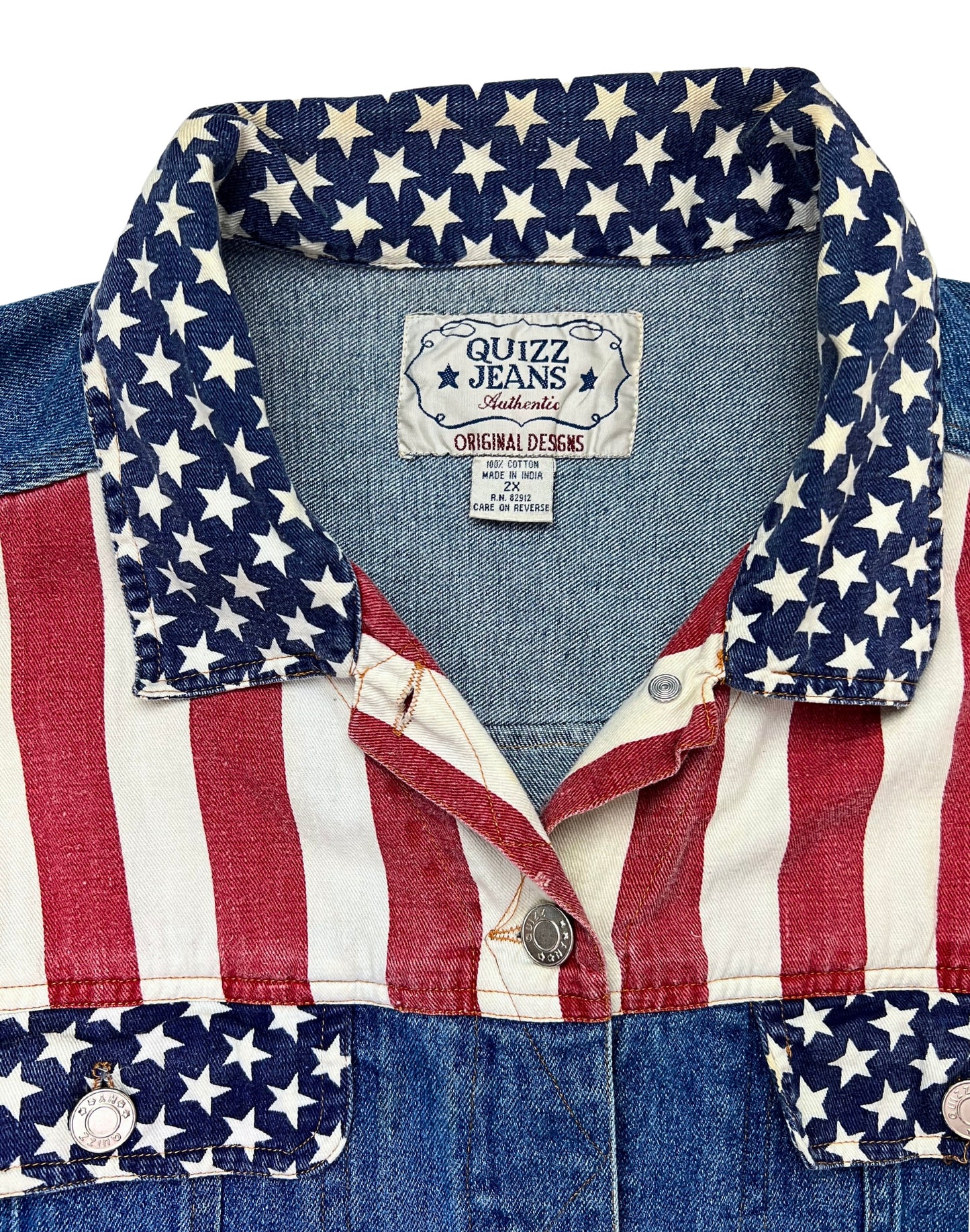 90’s American Flag USA Jean Vest Size 1X/2X