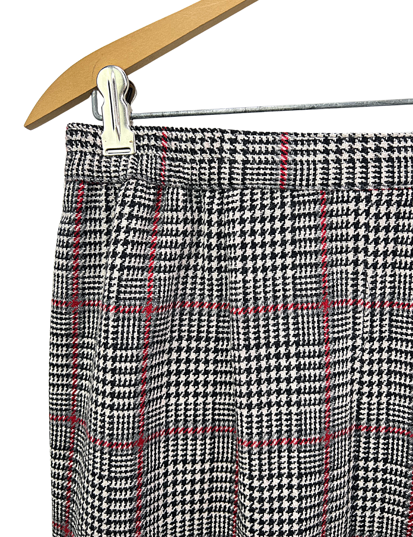 90’s Wool Herringbone Plaid Pencil Skirt with Pockets Size 10/12