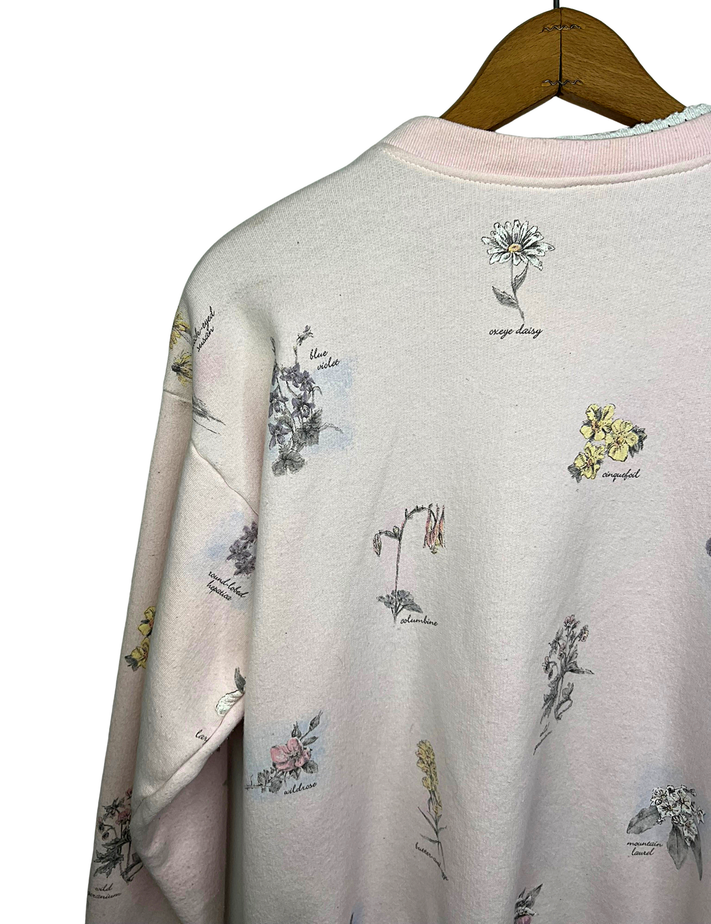 90’s Baby Pink Wildflowers Buttondown Sweatshirt with Pockets Size L