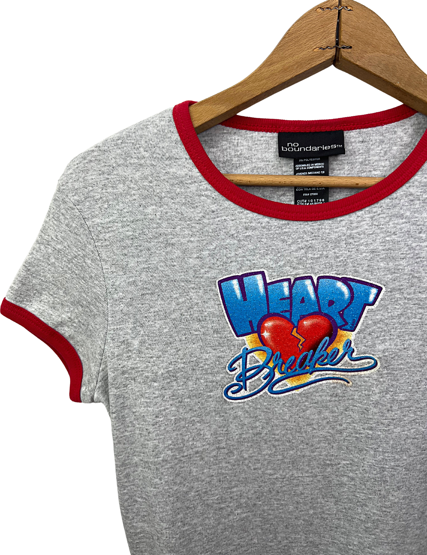 00’s Y2K Heart Breaker Babydoll Ringer Tee