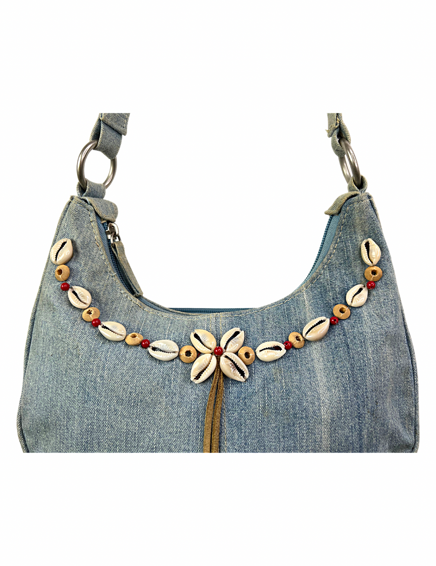 Vintage 2000’s LEI Cowrie Shell Denim Bag