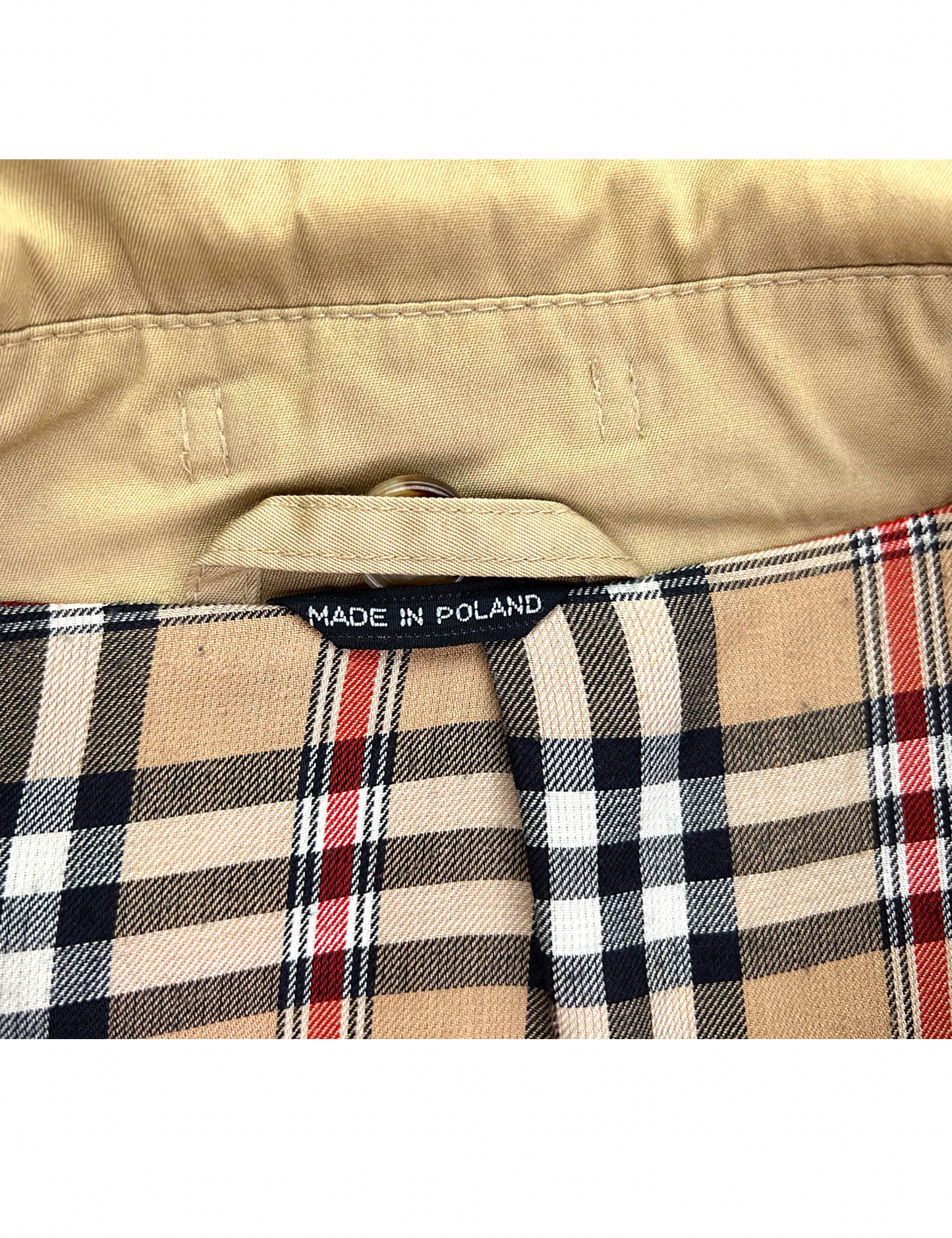 60’s Burberry Inspired Plaid Lined Belted Khaki Trench Coat Size 44