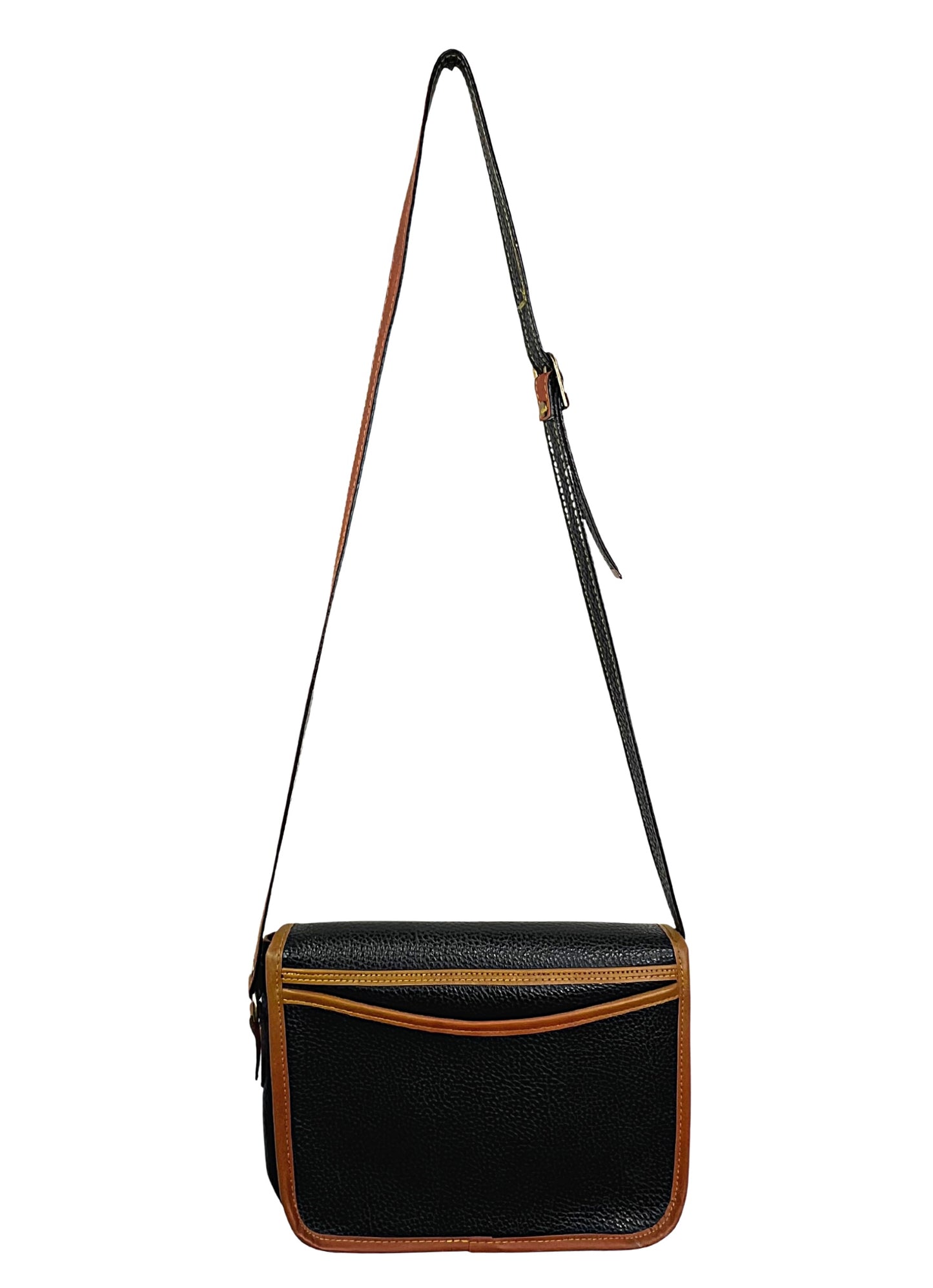80’s Dooney & Bourke All Weather Black/Brown Leather Crossbody Purse
