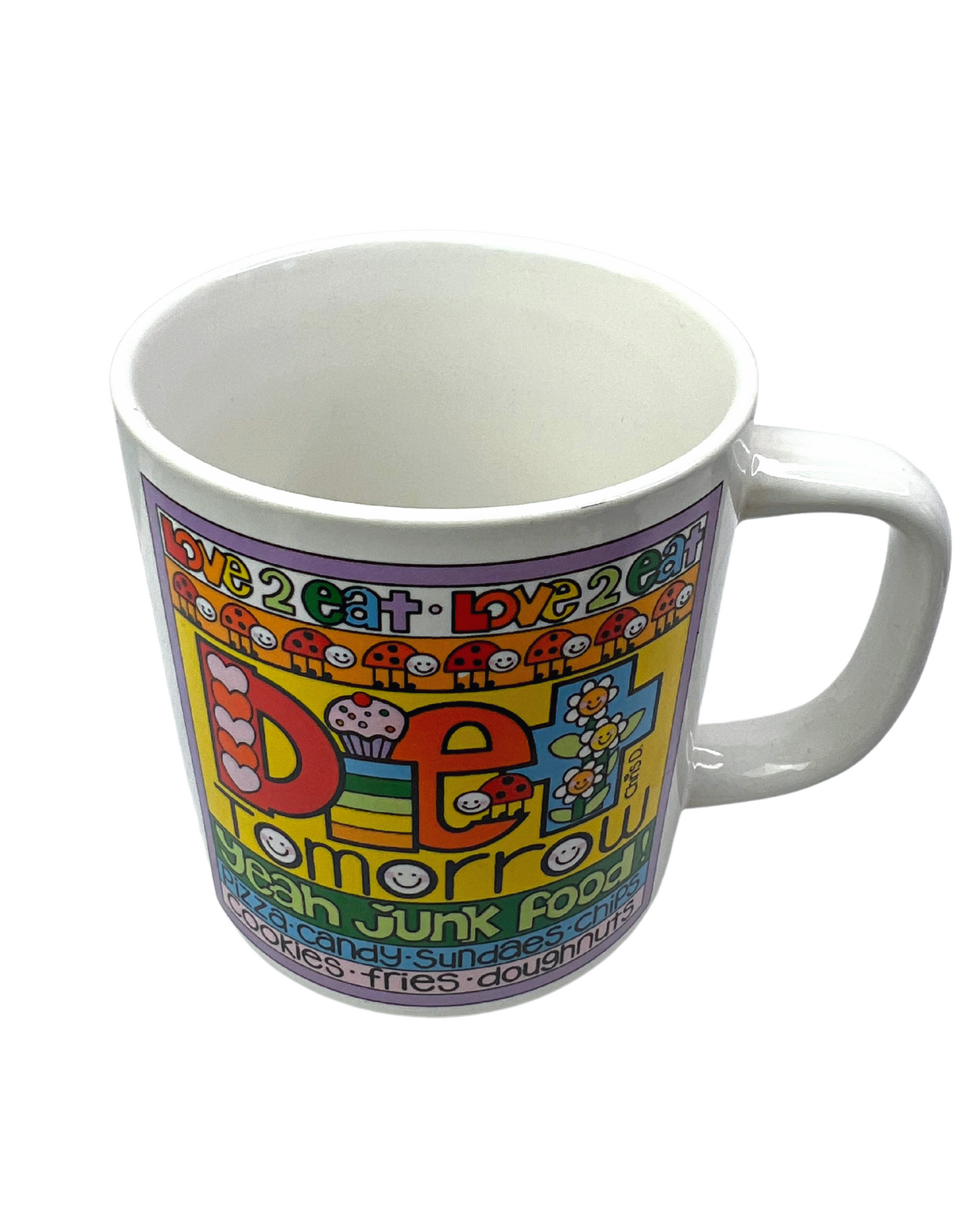 1984 Love 2 Eat! Diet Tomorrow Yeah Junk Food 12oz Coffee Mug