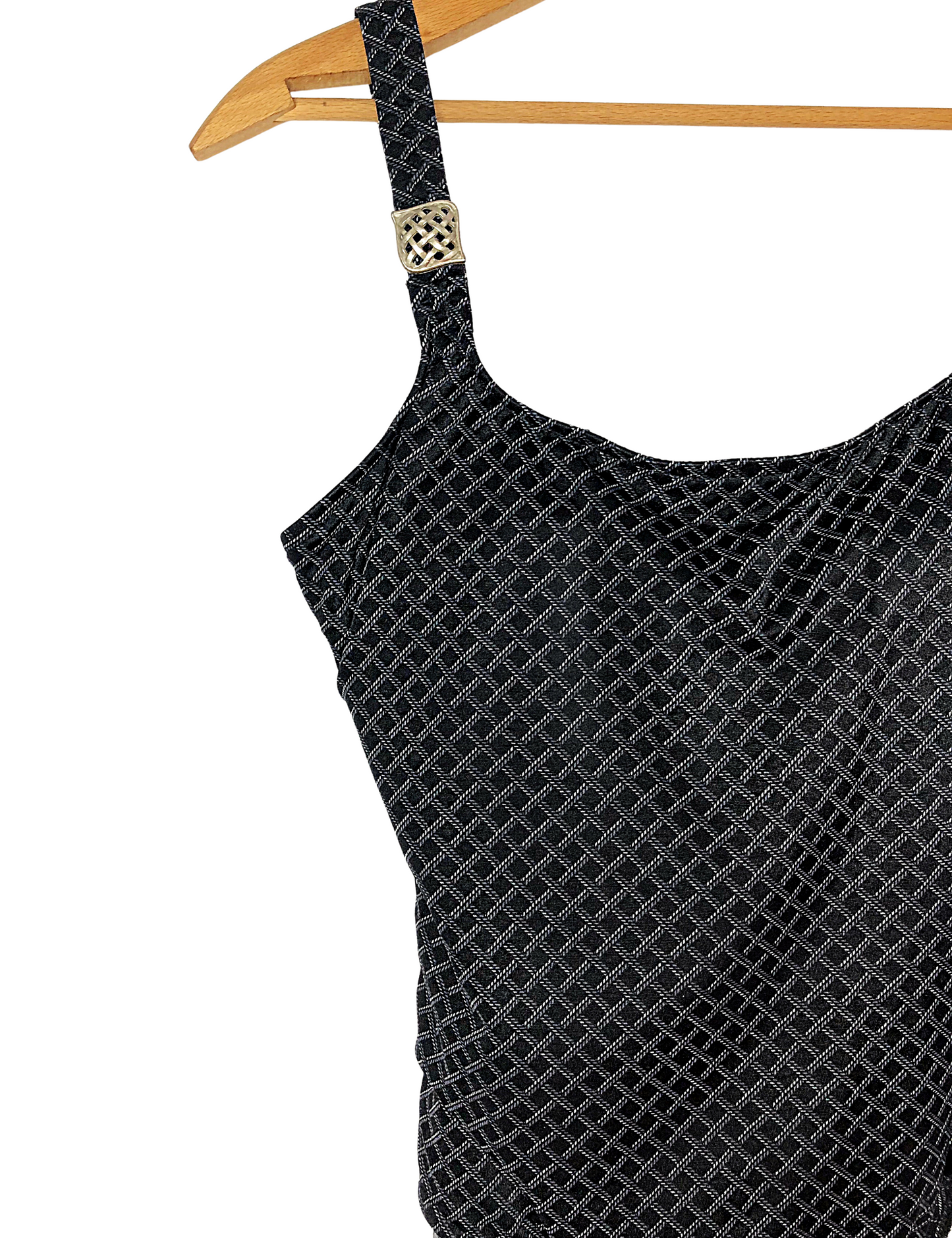 90’s Black CHAIN LINK Buckle Soft Cup One-Piece Swimsuit