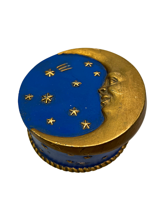 1997 Celestial Crescent Moon 2 pc Jewelry Ring Catchall Box