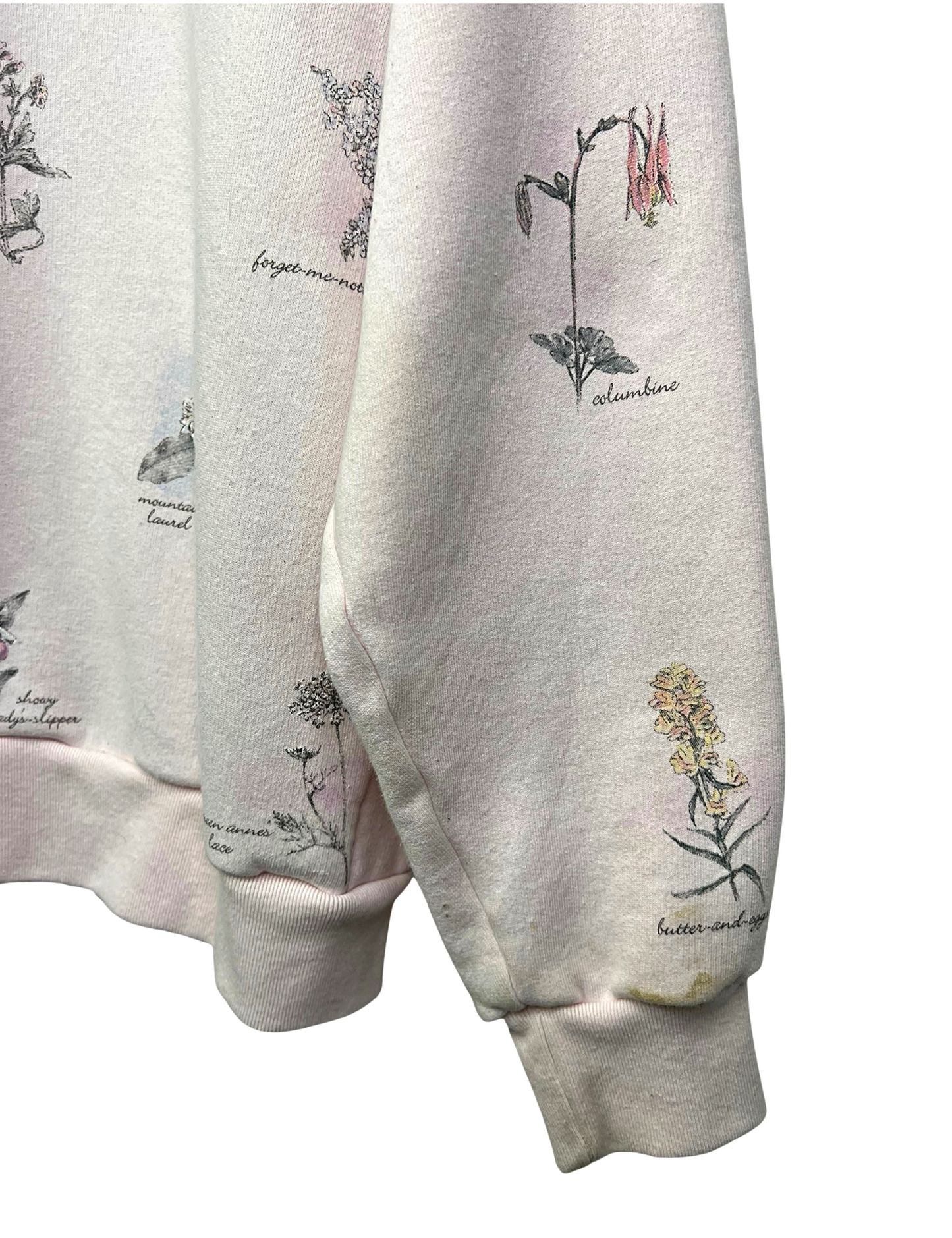 90’s Baby Pink Wildflowers Buttondown Sweatshirt with Pockets Size L