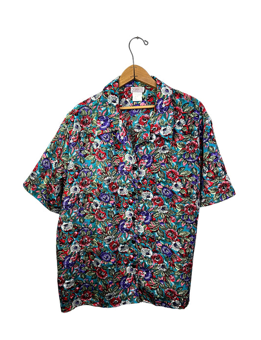 80’s Silky Floral Lauren Lee Plus Size Blouse Plus Size 2X