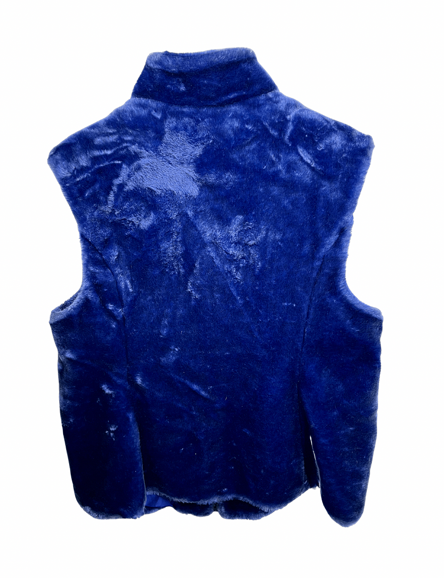 90’s 00’s Y2K Blue Faux Fur Vest with Pockets