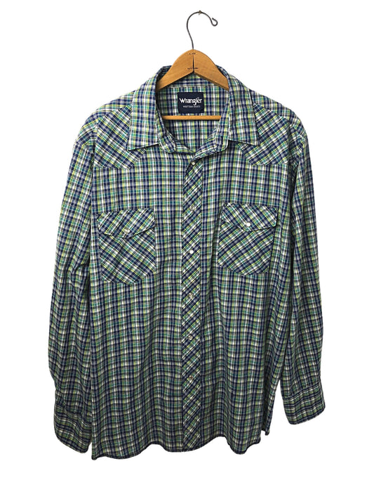 80’s Wrangler Western Plaid Pearl Snap Button Down Size 1X