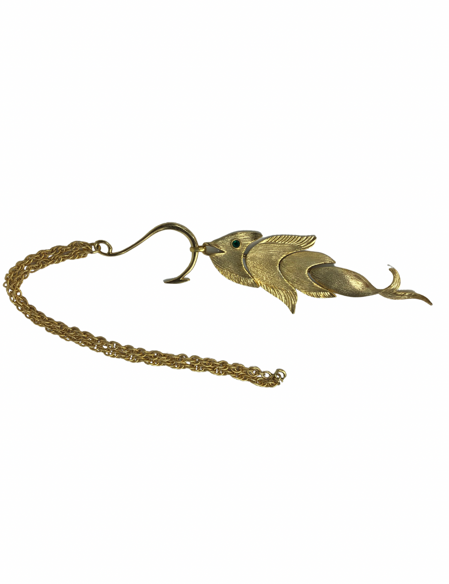 70’s Gold NAPIER Articulated Fish Pisces Pendant Chain Necklace