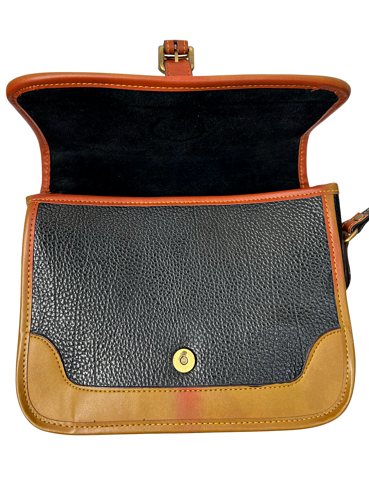 80’s Dooney & Bourke All Weather Black/Brown Leather Crossbody Purse