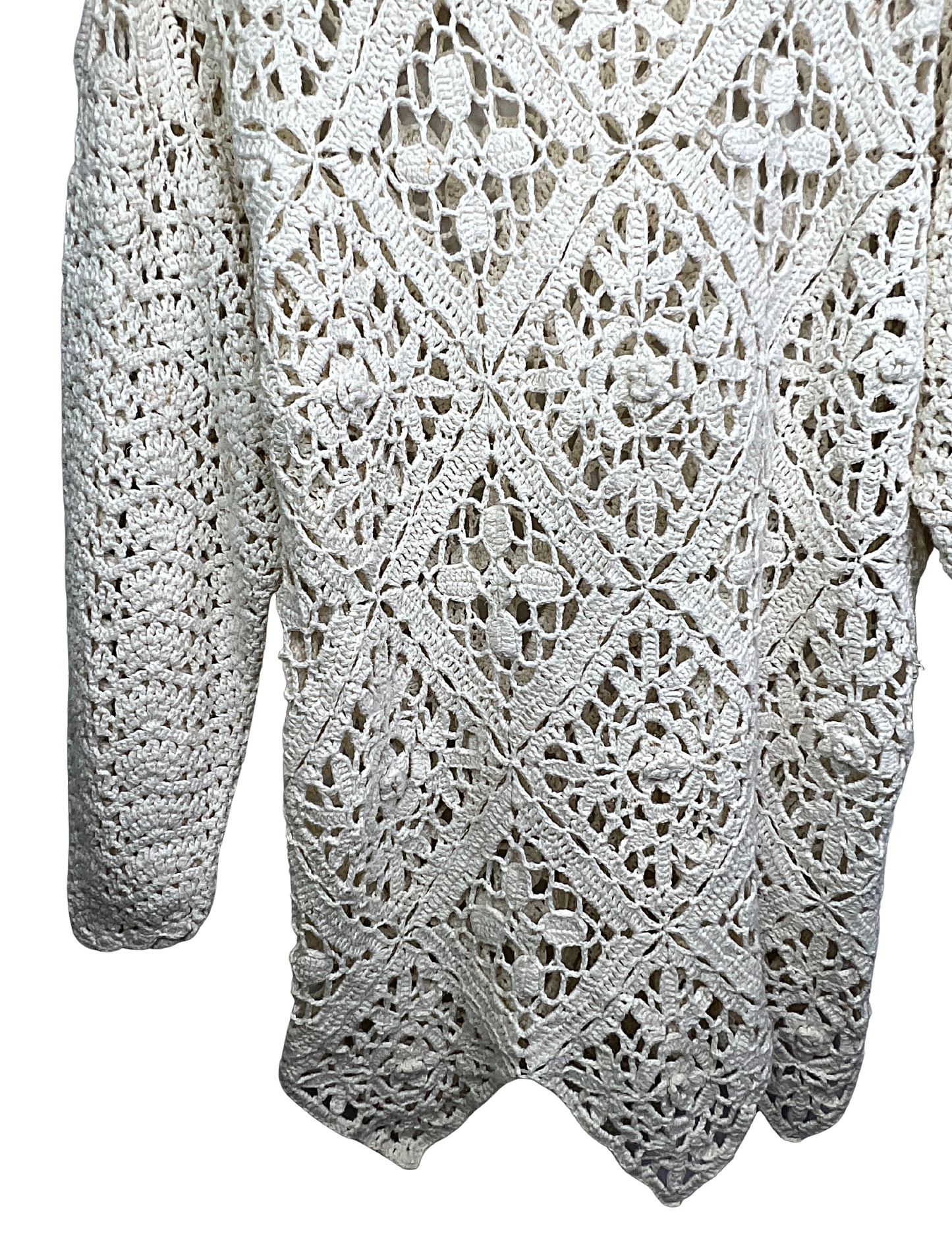 90’s Ivory Crochet Macrame Tunic Coverup Sweater