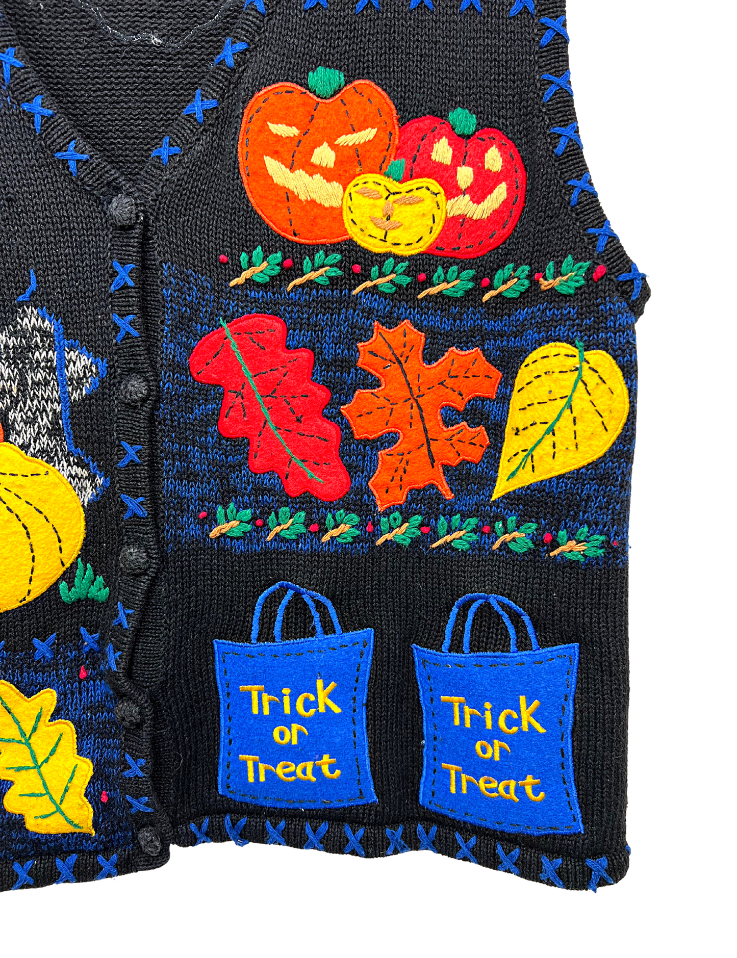 90’s Halloween Trick or Treat Pumpkins Chunky Sweater Vest