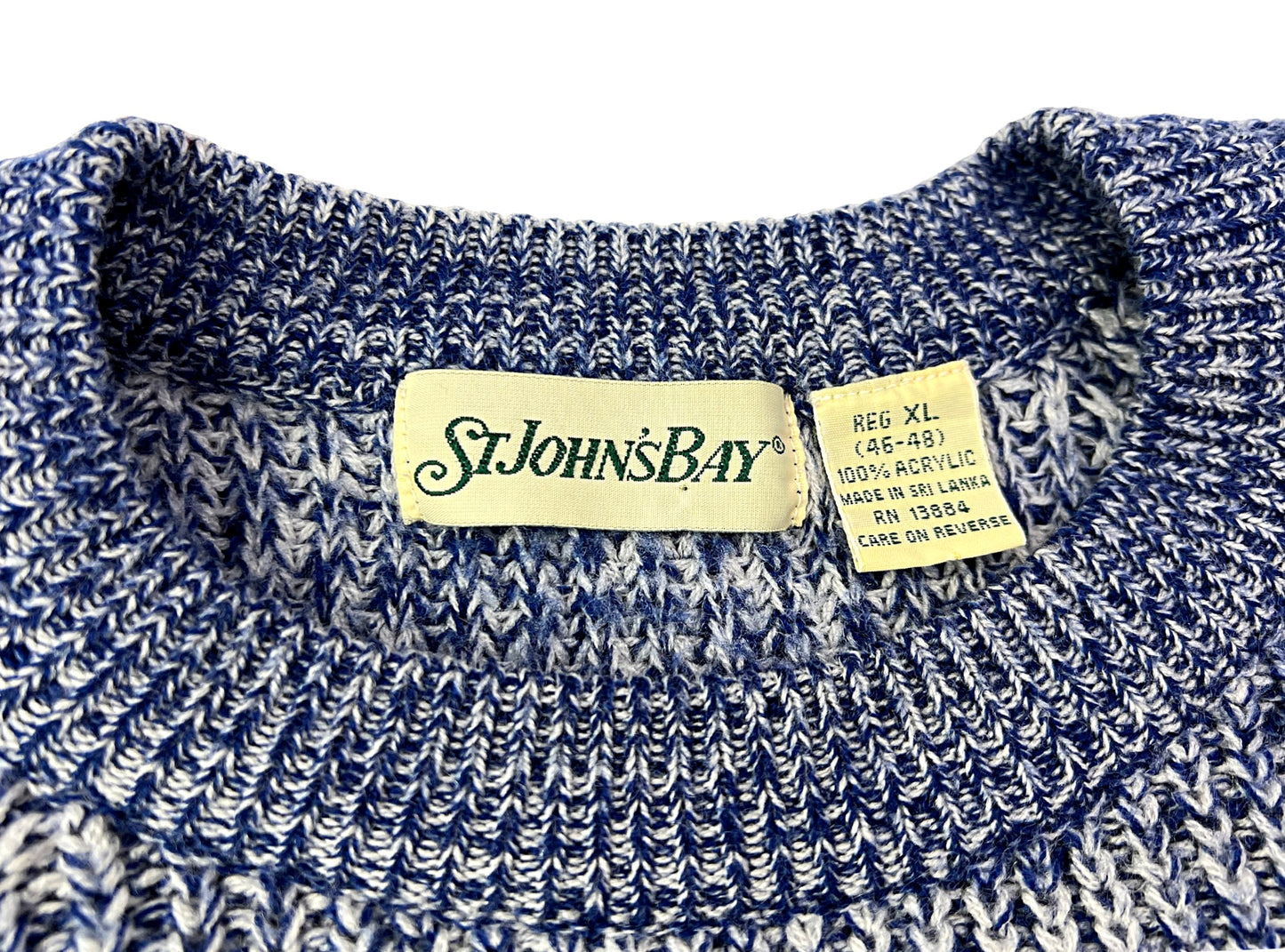 90’s Blue & White Marled St Johns Bay Chunky Crew Neck Sweater