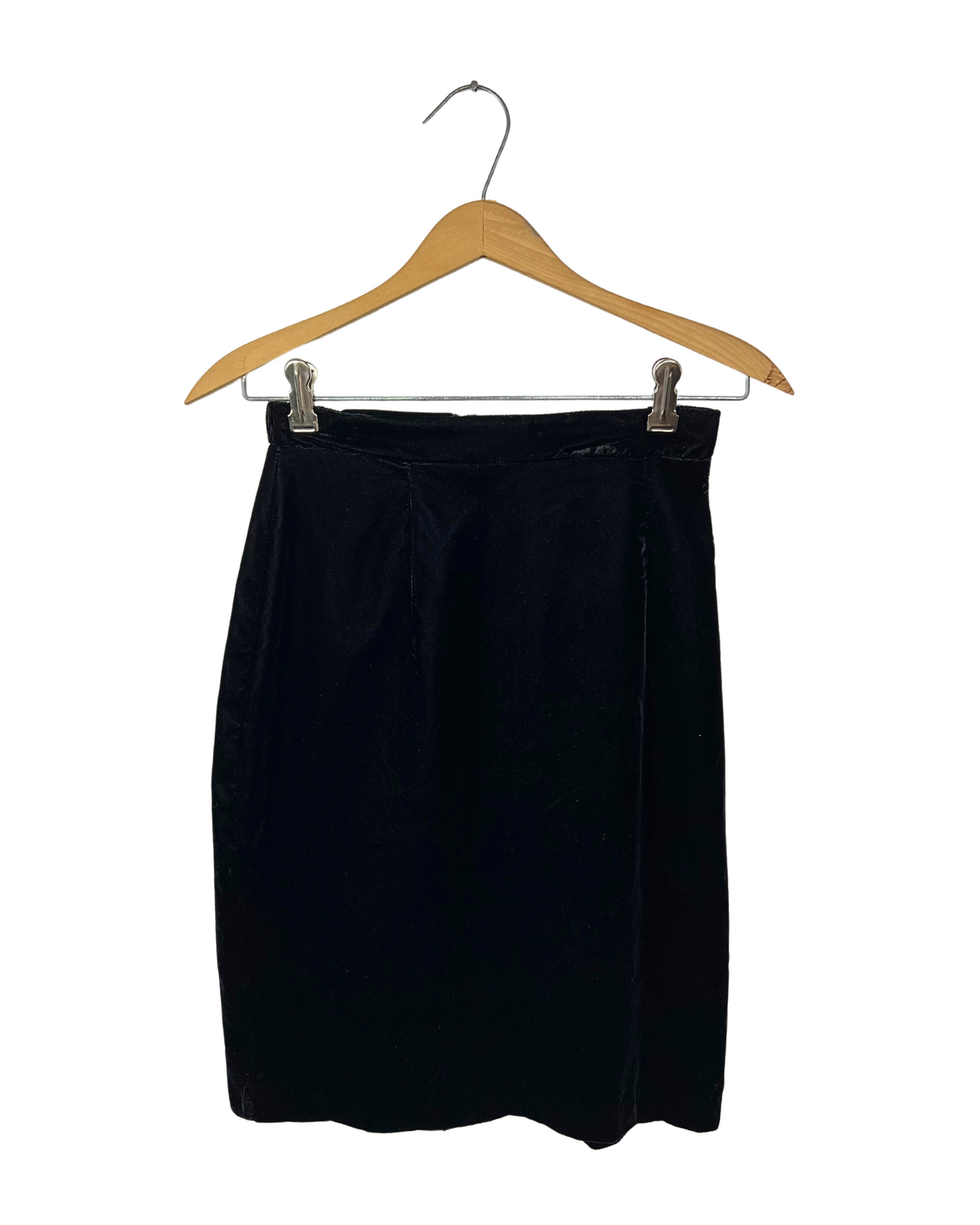 90's Black Crushed Velvet Pencil Skirt Size S