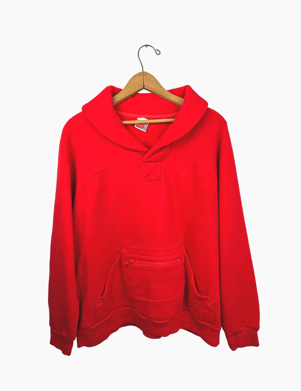 80’s Nike Gray Label Cherry Red Collared Pullover Sweatshirt with Zip Pocket