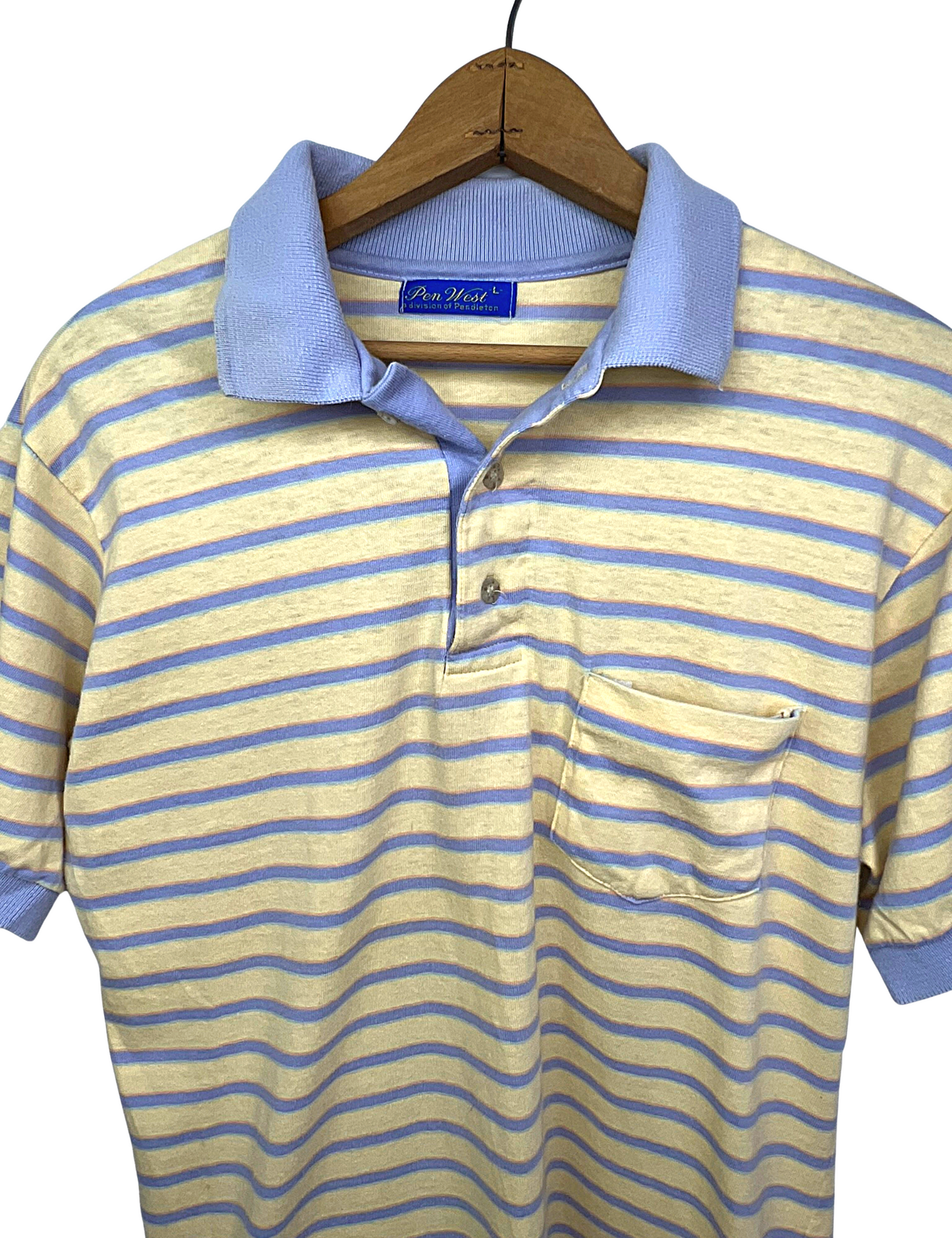 80’s Pendleton Pen West Pastel Stripe Rugby Collar Polo