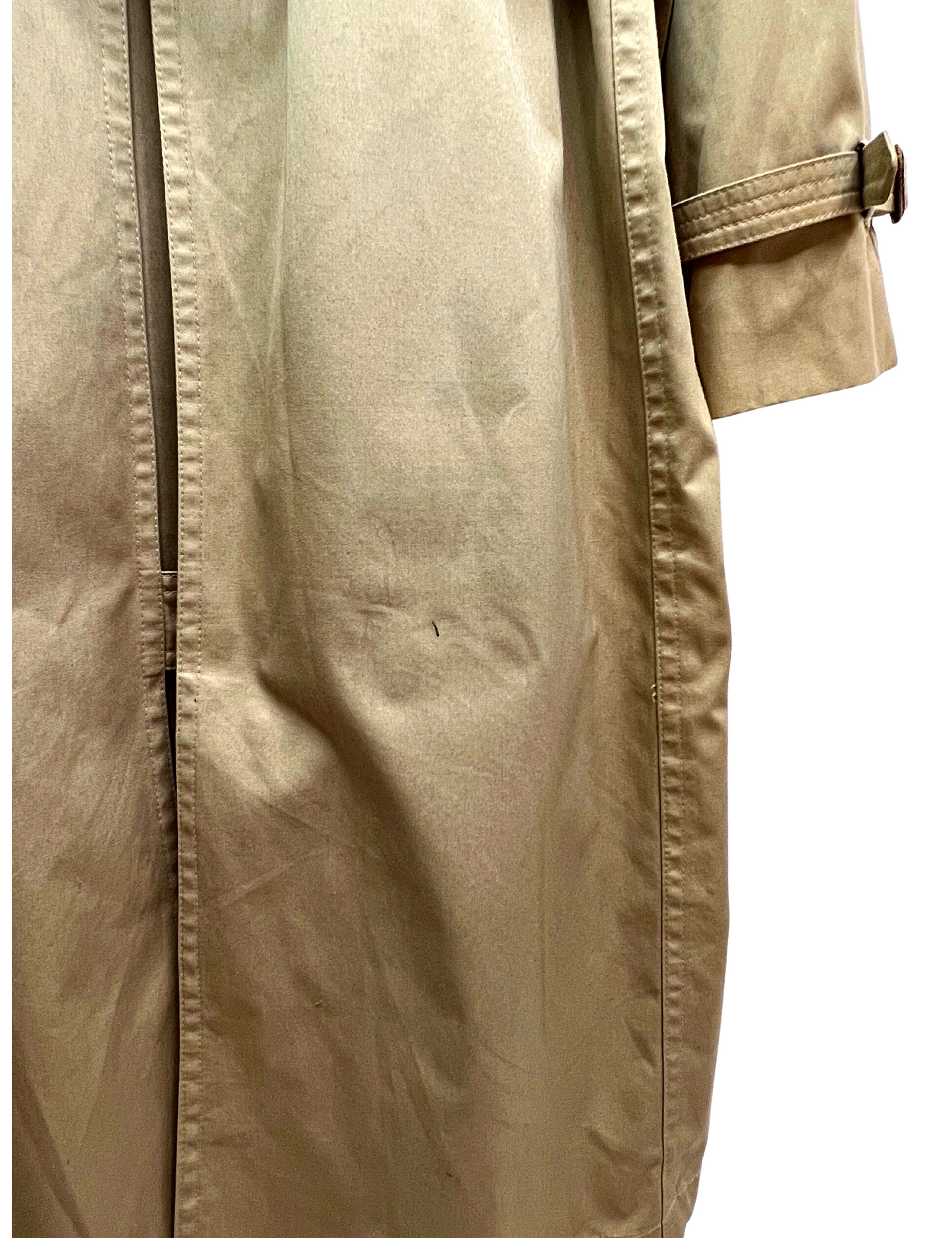 60’s Burberry Inspired Plaid Lined Belted Khaki Trench Coat Size 44