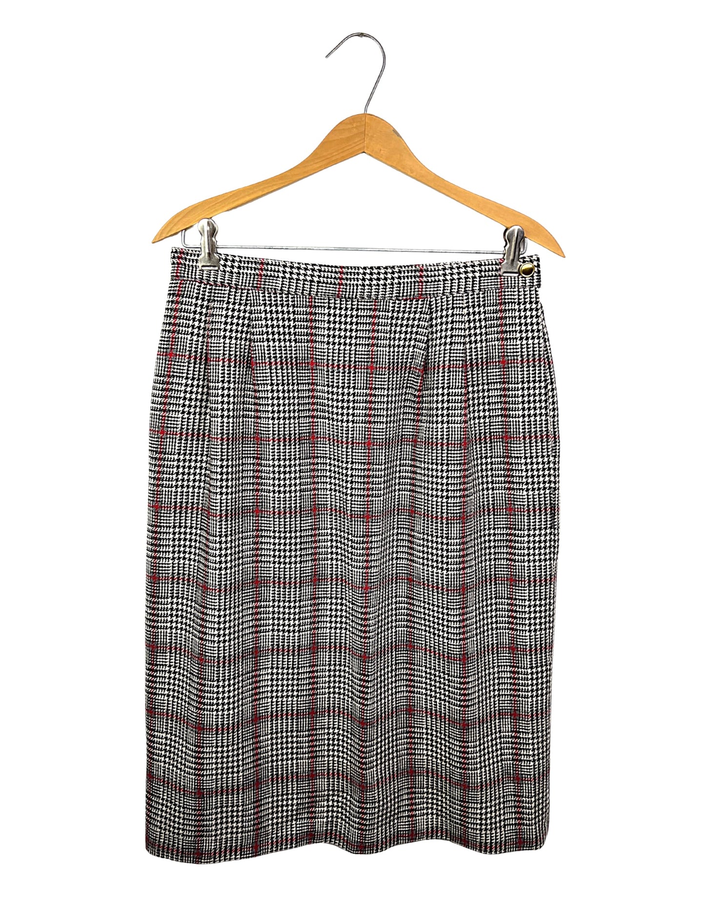 90’s Wool Herringbone Plaid Pencil Skirt with Pockets Size 10/12