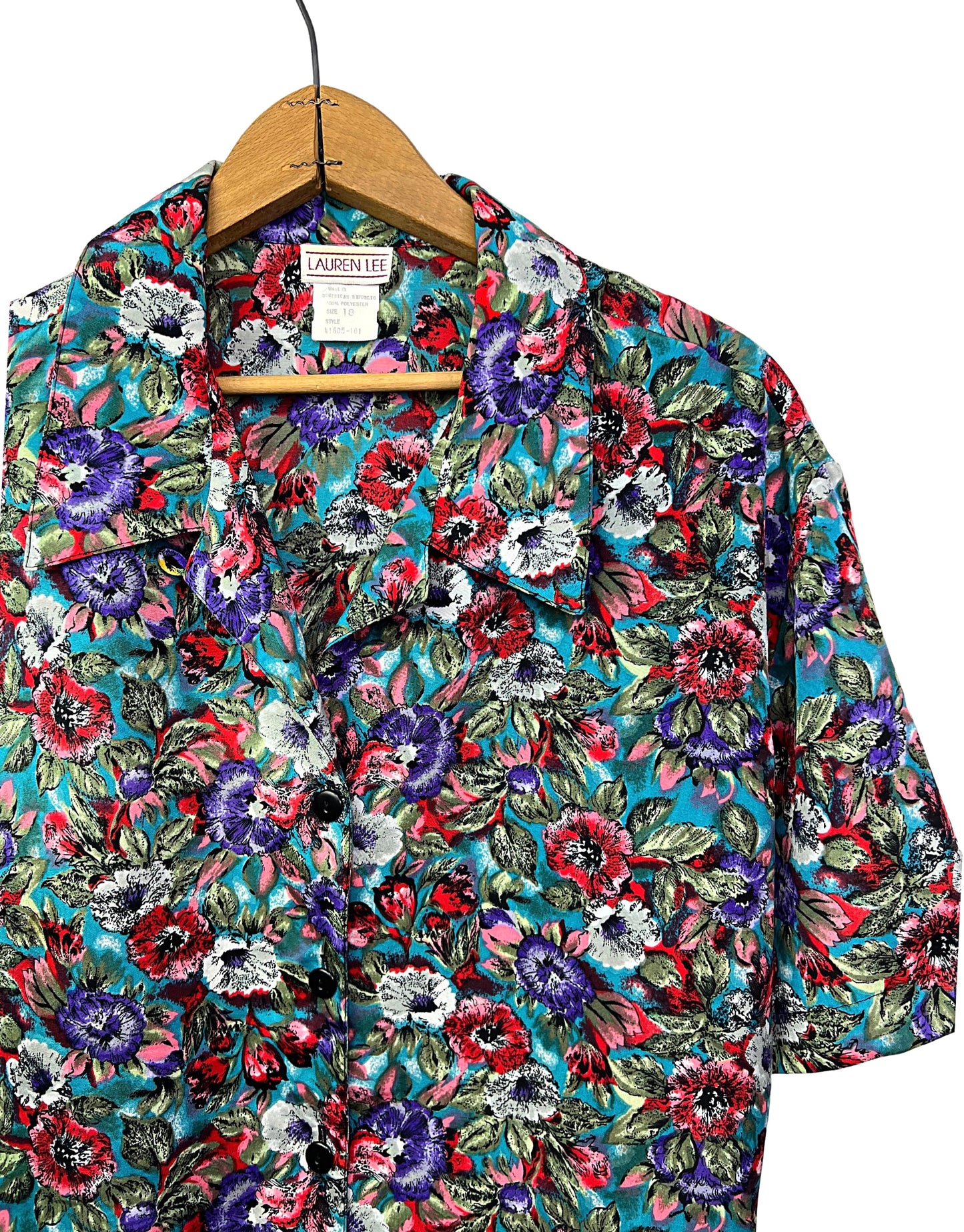 80’s Silky Floral Lauren Lee Plus Size Blouse Plus Size 2X