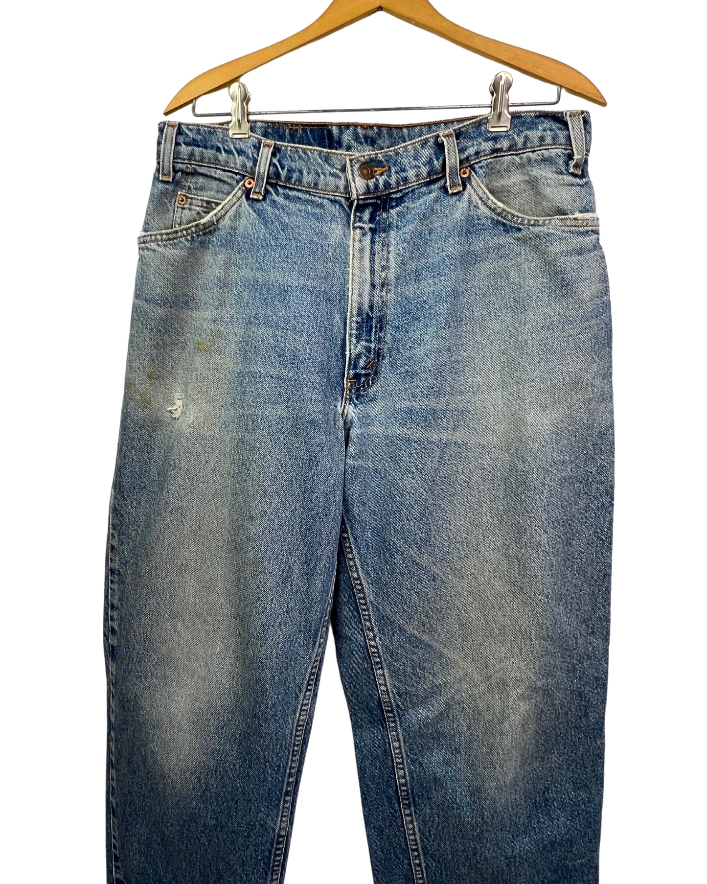 80’s Orange Tab Levi Strauss 560 Loose Fit Beat Up Denim Jeans Sz 34, 32