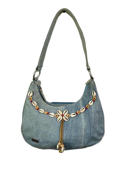 Vintage 2000’s LEI Cowrie Shell Denim Bag