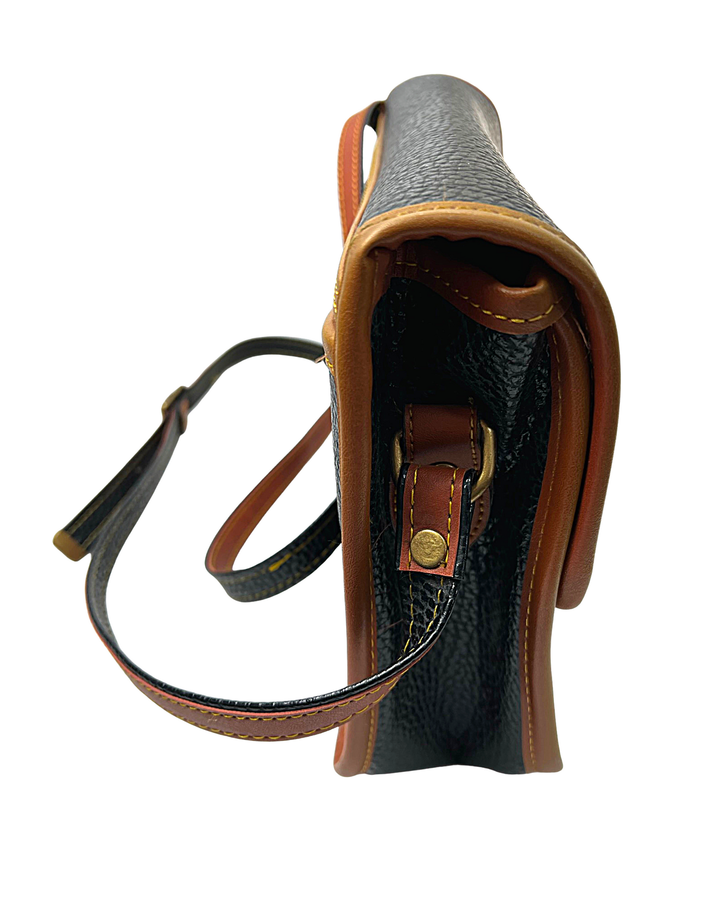 80’s Dooney & Bourke All Weather Black/Brown Leather Crossbody Purse
