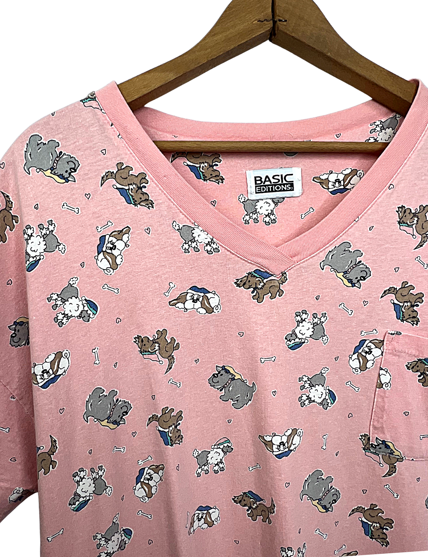 90’s All Over Pink Puppy Dog 100% Cotton Short Sleeve Sleep Night Shirt