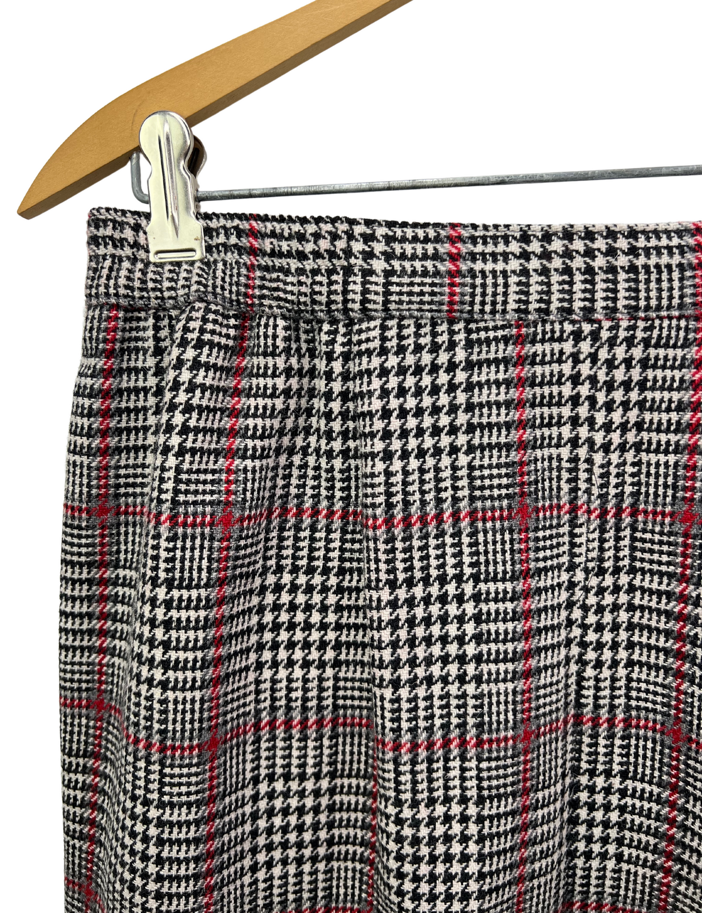 90’s Wool Herringbone Plaid Pencil Skirt with Pockets Size 10/12