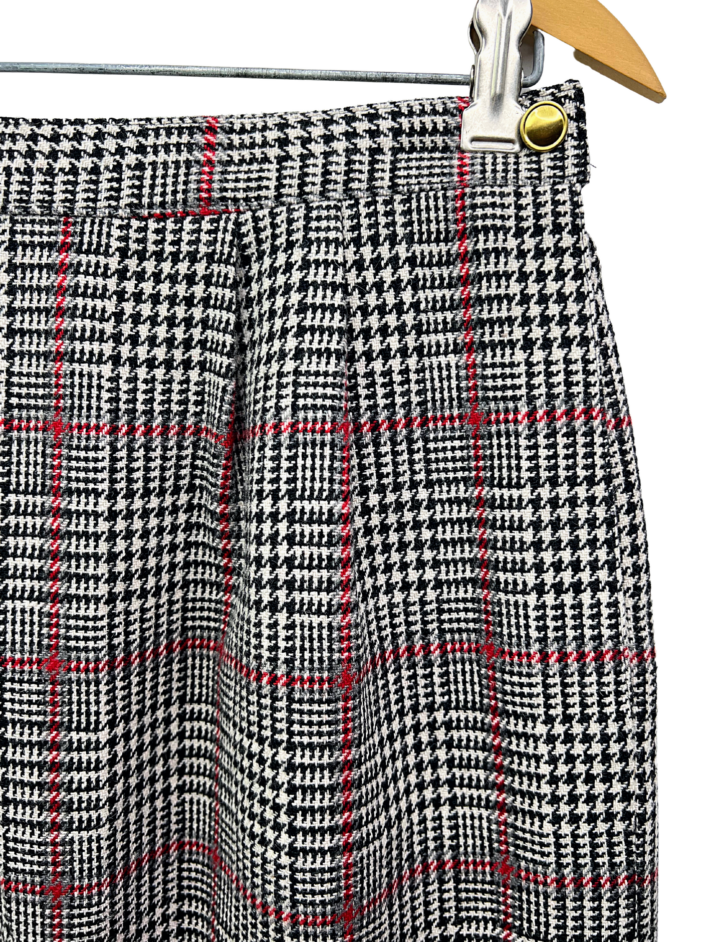 90’s Wool Herringbone Plaid Pencil Skirt with Pockets Size 10/12