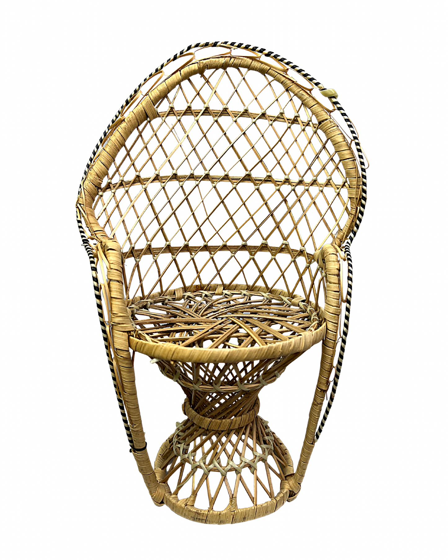 Vintage Miniature Peacock 11.5” H Wicker Chair Plant Holder Small