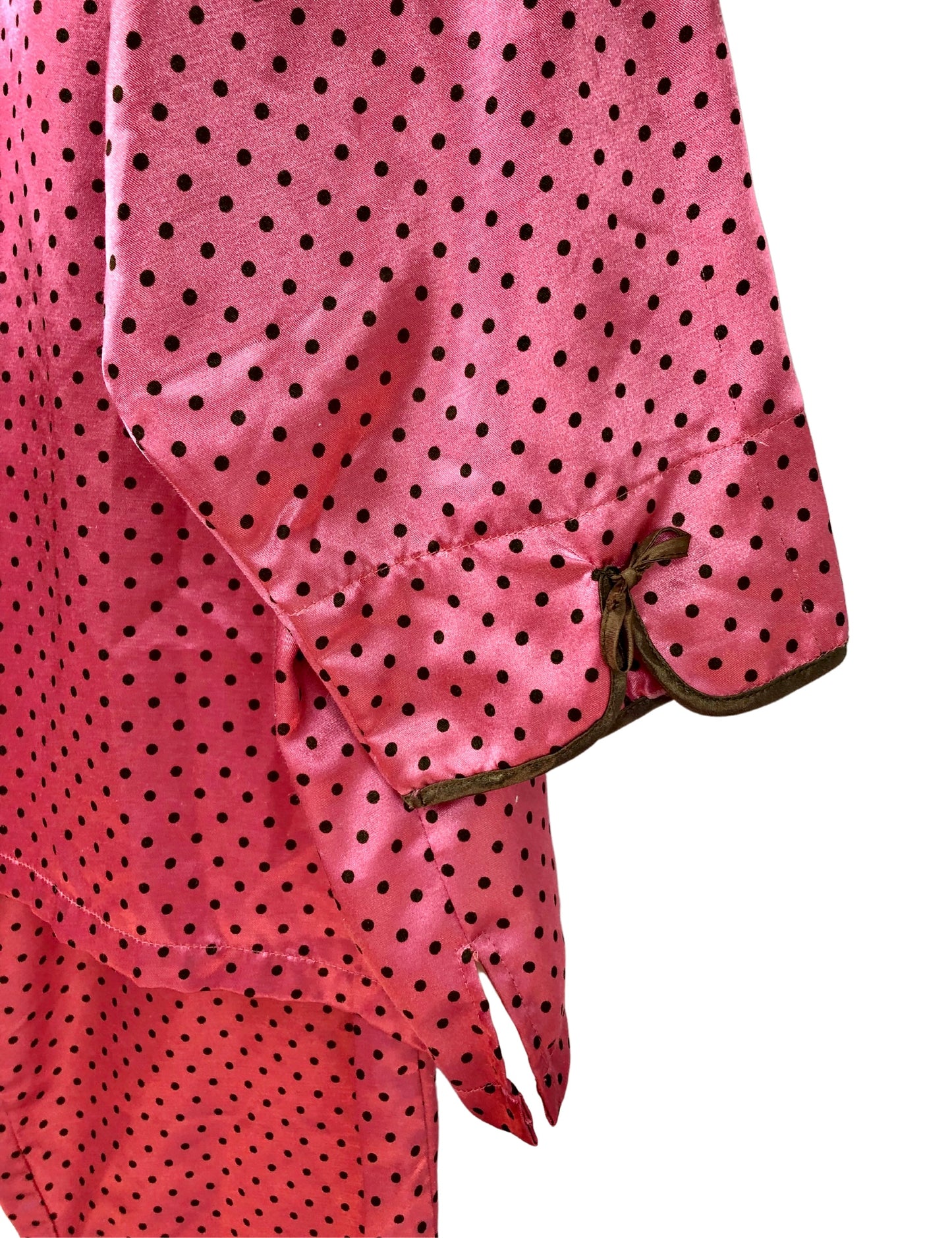 90’s Chocolate Covered Strawberry Pink Polka Dot Robert Louis New York Satin Silky 2 Pc Pajama Set Plus 1x