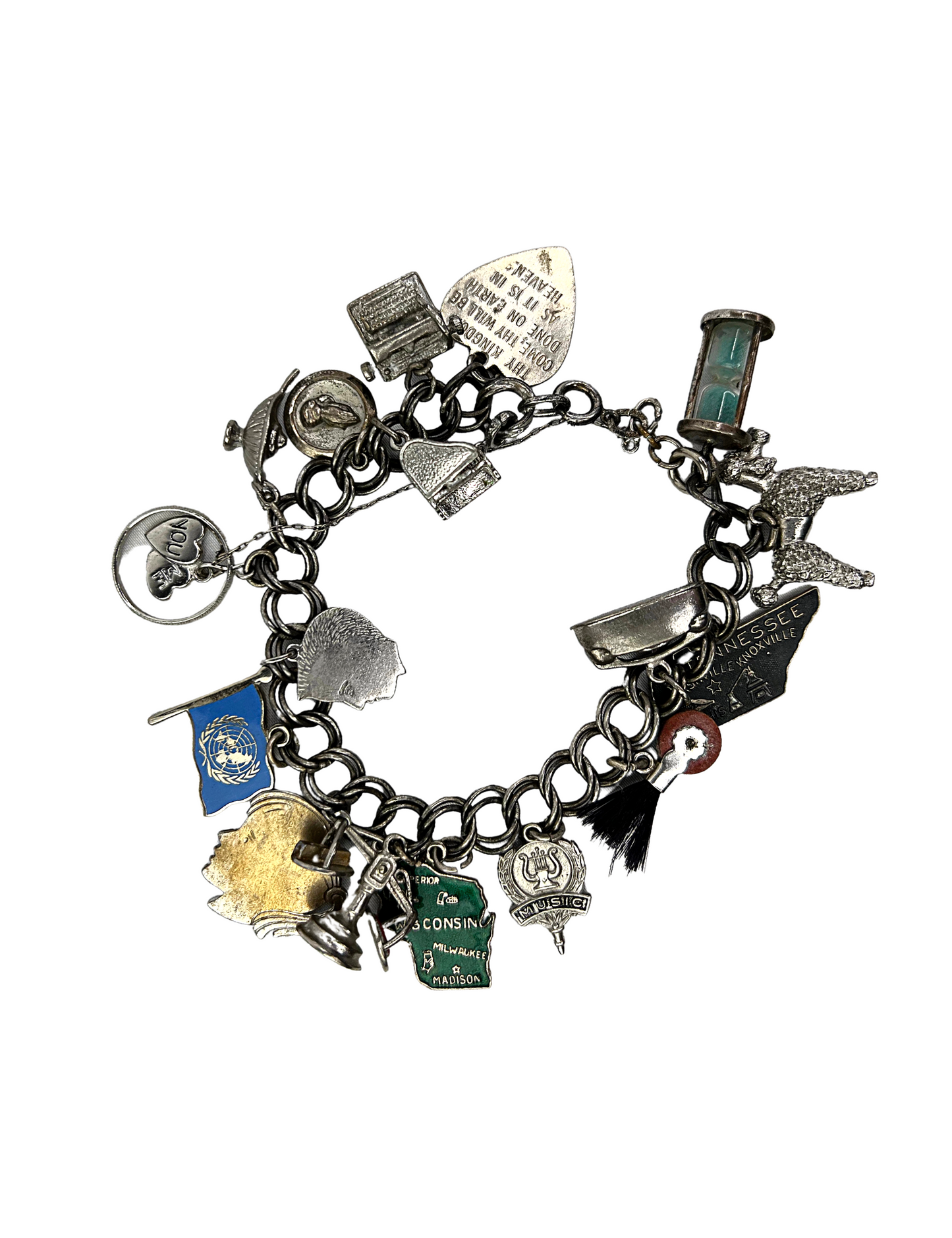 50’s Silver Charm Bracelet 7.5”
