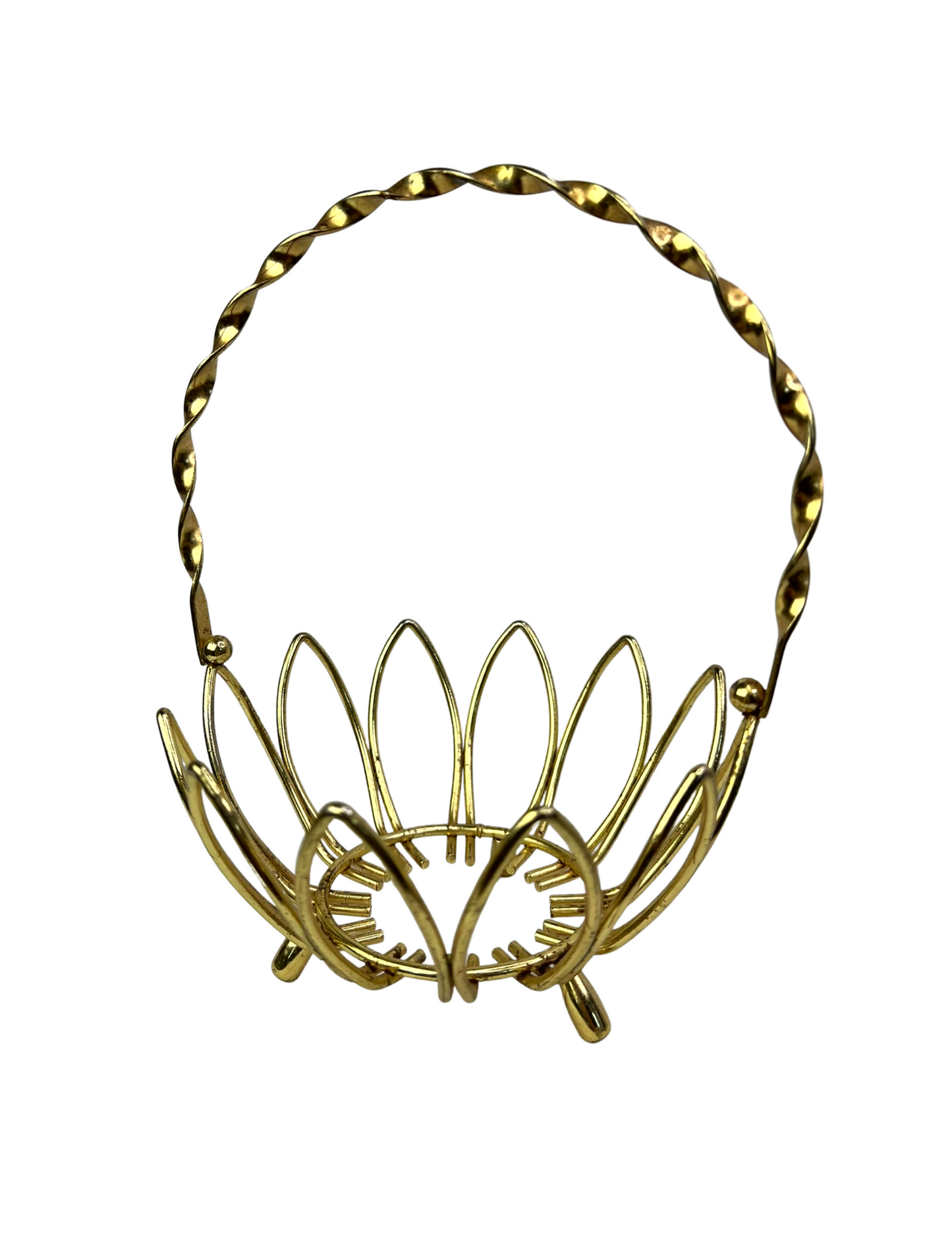 70’s Brass Basket Catchall Bowl Holder