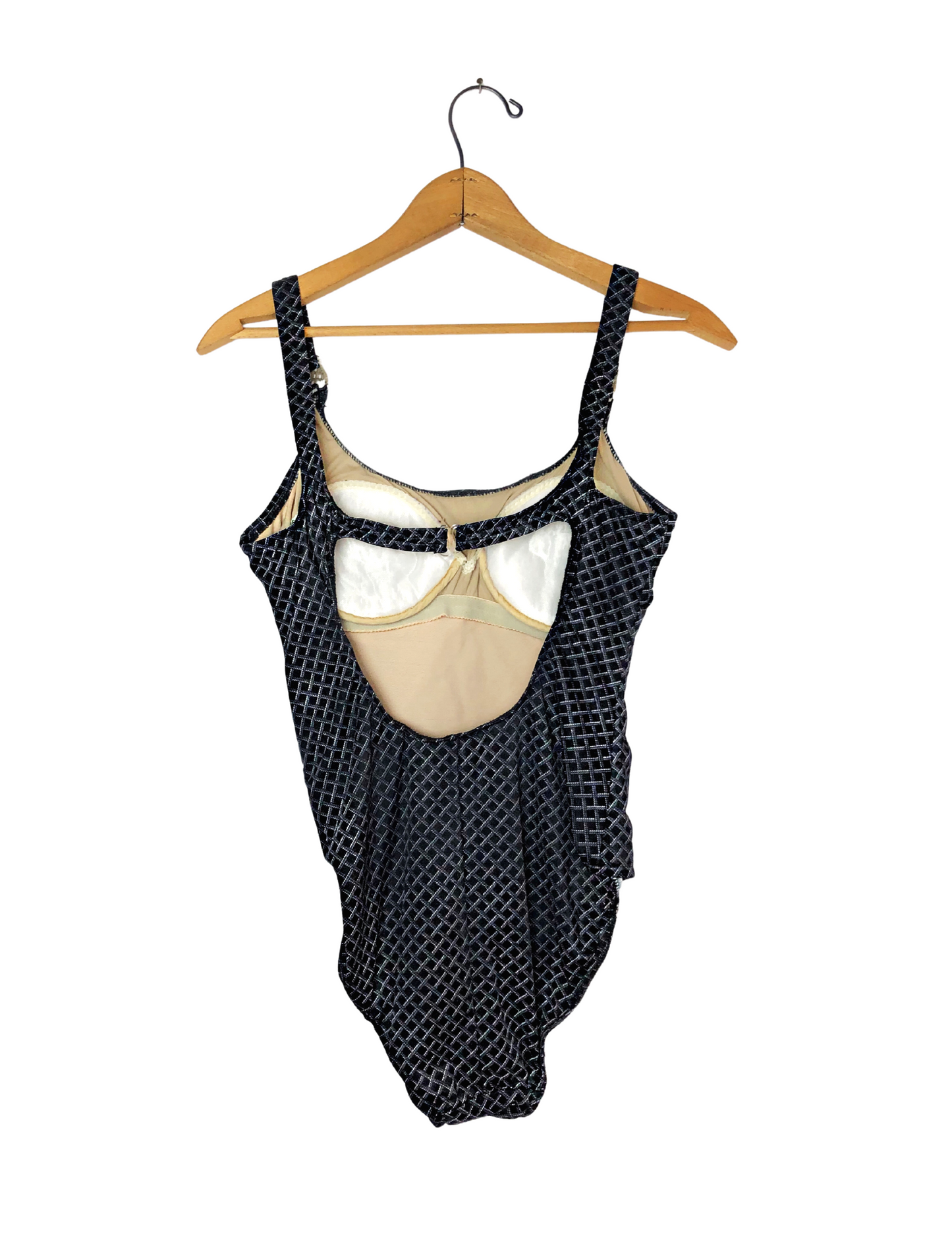 90’s Black CHAIN LINK Buckle Soft Cup One-Piece Swimsuit