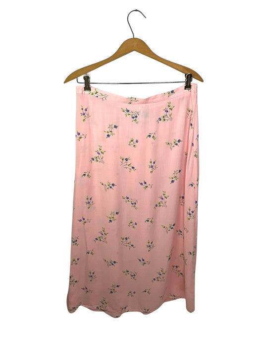 90’s Baby Pink Spring Floral Skirt Size Medium