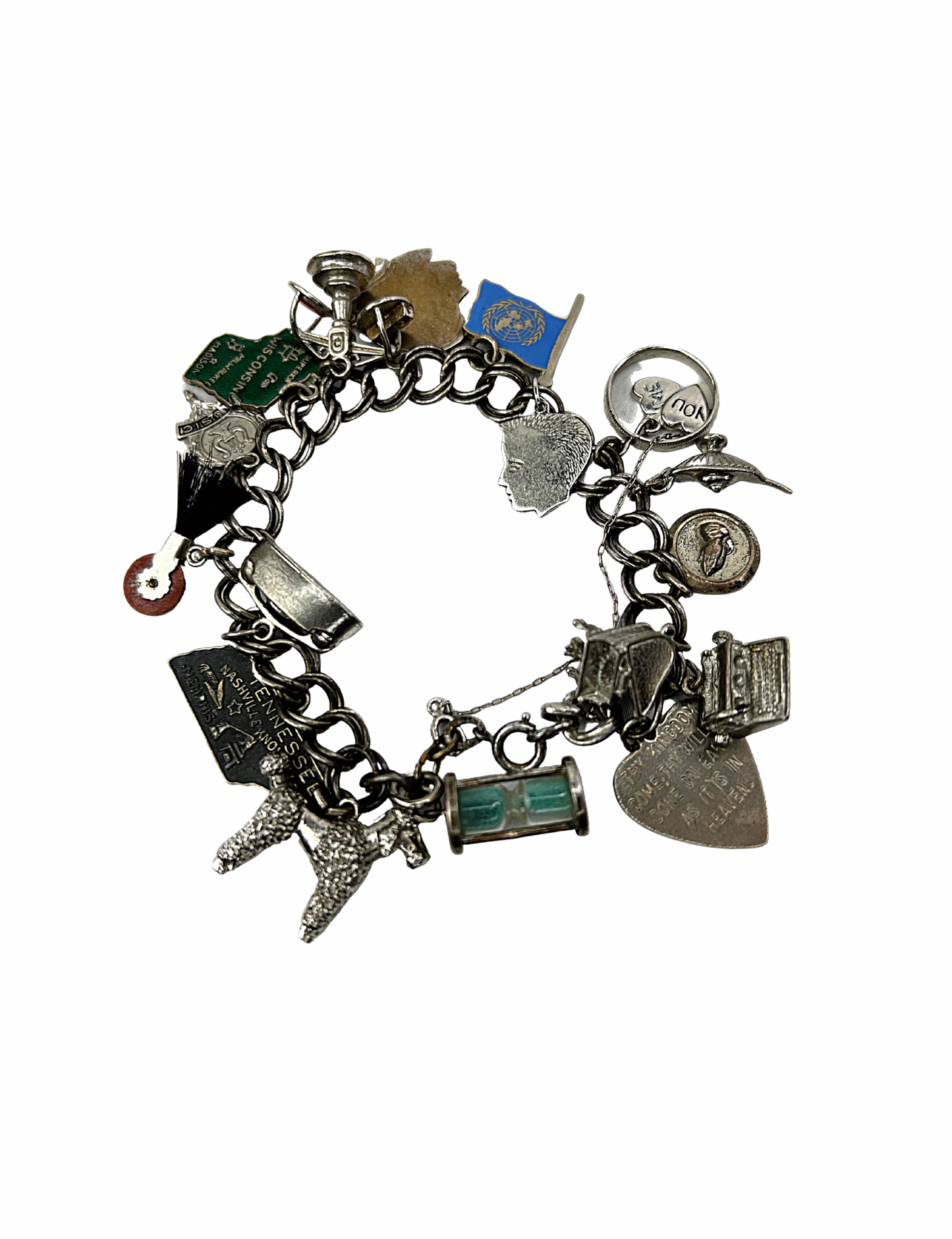 50’s Silver Charm Bracelet 7.5”