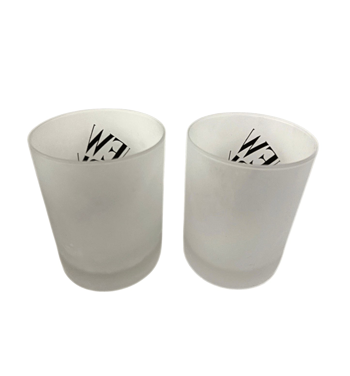 80’s New York Frosted Glass Lipstick Kiss Rocks Glasses Set of 2