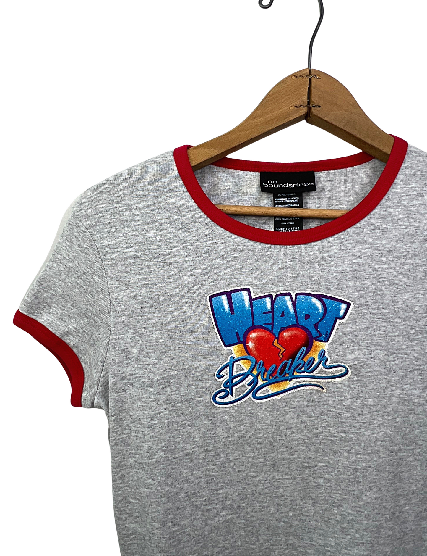 00’s Y2K Heart Breaker Babydoll Ringer Tee